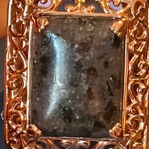 Rose Gold Filigree Women's Statement Ring with Black Stone